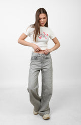Velvet Rose Baby Tee — White