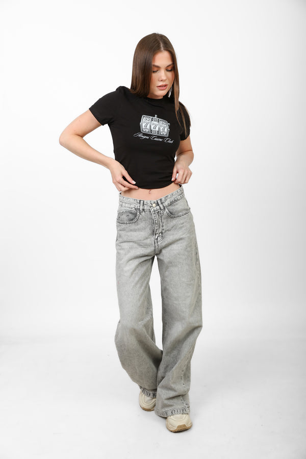 Casino Club Baby Tee — Black