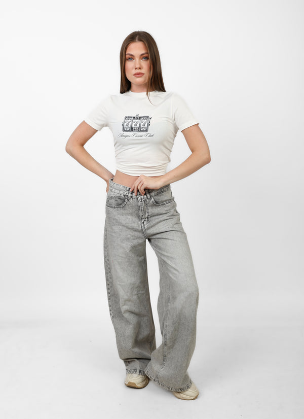 Casino Club Baby Tee — White