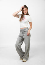 Velvet Rose Baby Tee — White